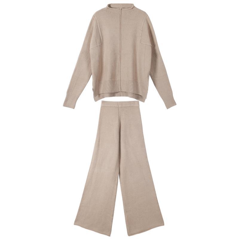Loose Sweater Two-Piece Knitted Wide Leg Pants