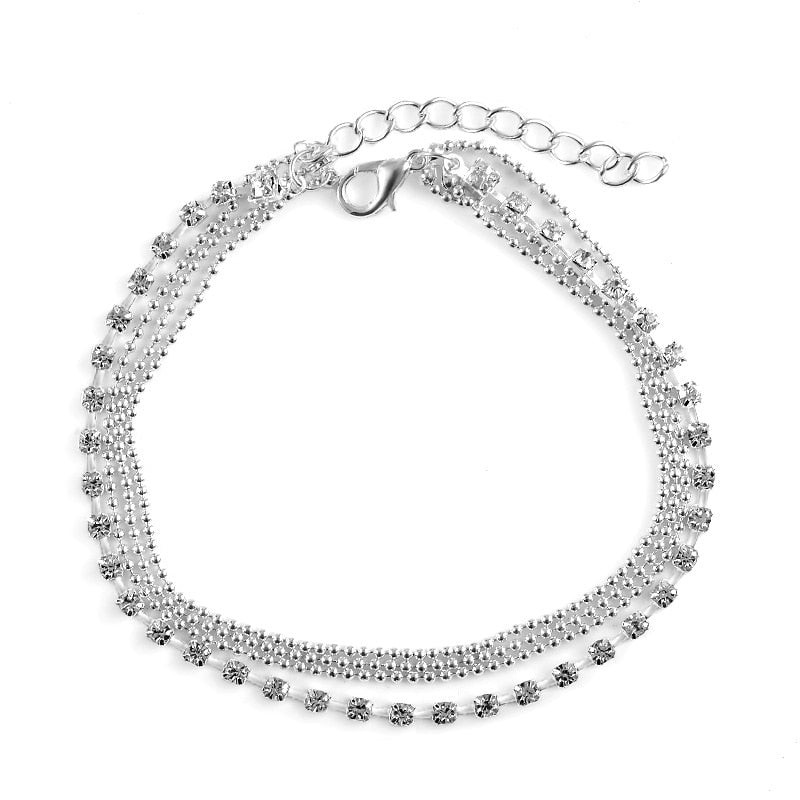 Multilayer Crystal Anklet