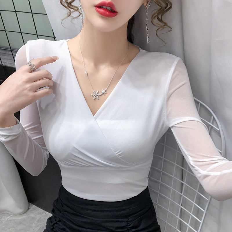 Mesh Bottomingt Long-sleeved Shirt