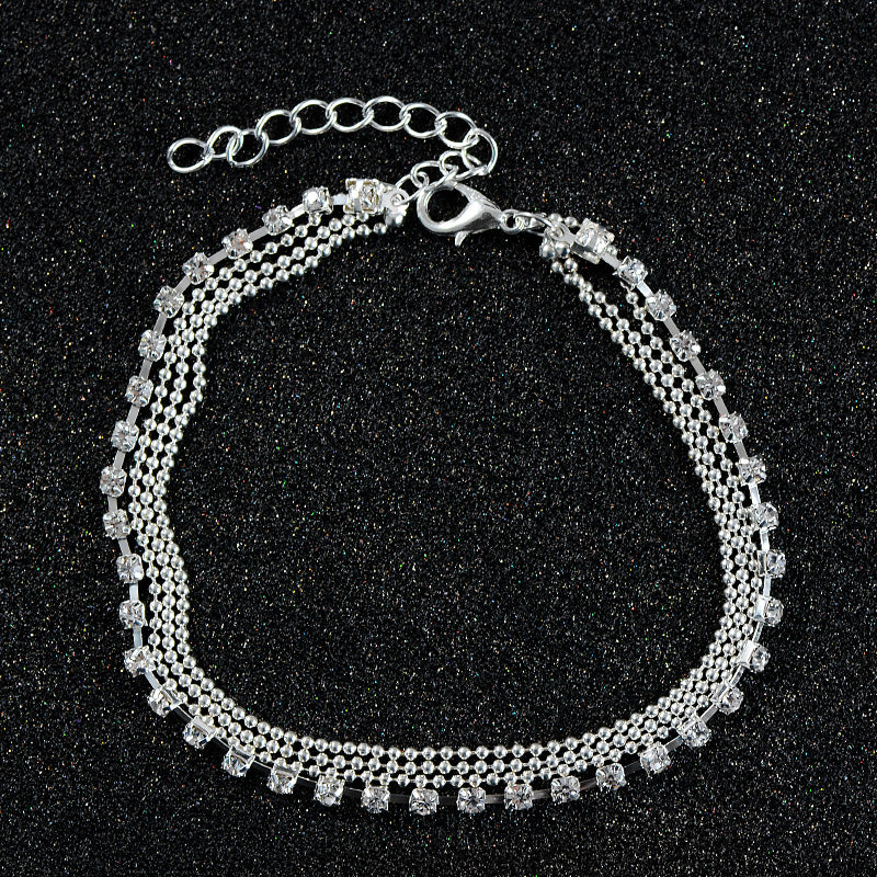 Multilayer Crystal Anklet