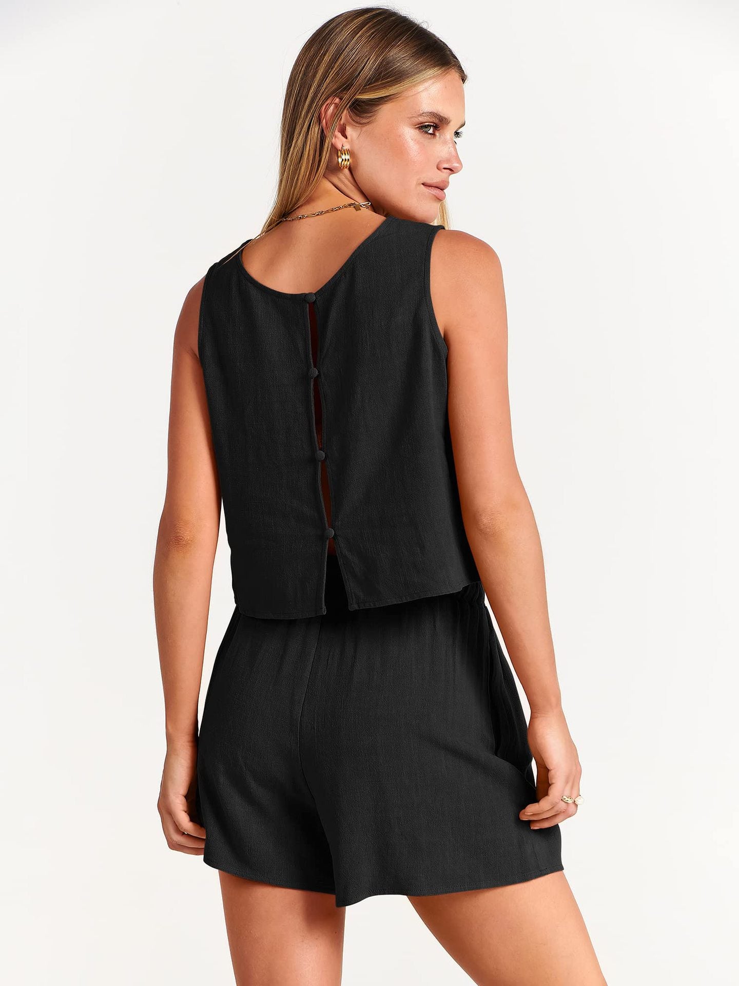 Sleeveless Tops And Drawstring Shorts