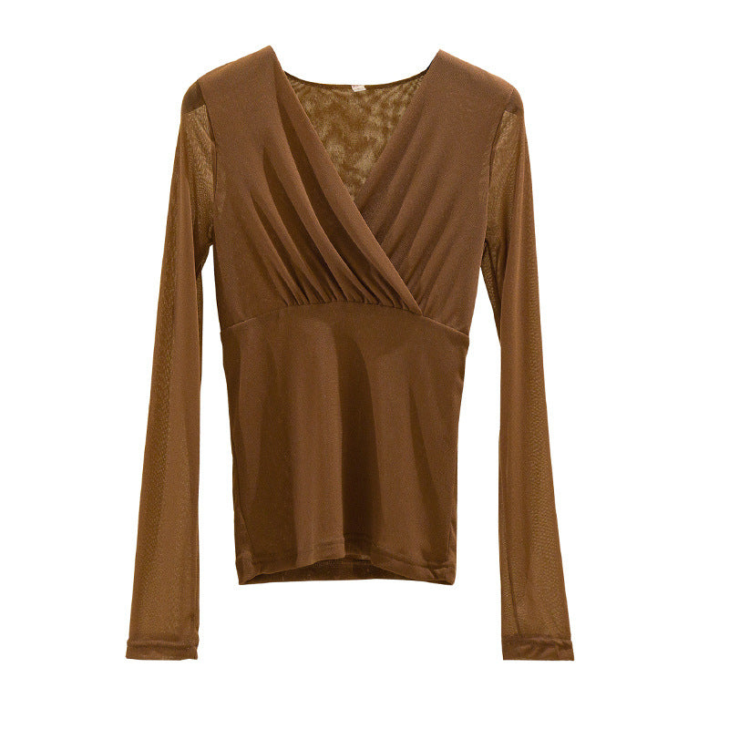 Mesh Bottomingt Long-sleeved Shirt