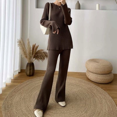 Two Piece Knitted Wide Leg Pants