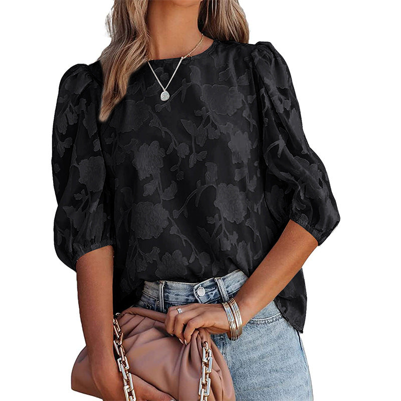 Puff Sleeve Chiffon Loose Top