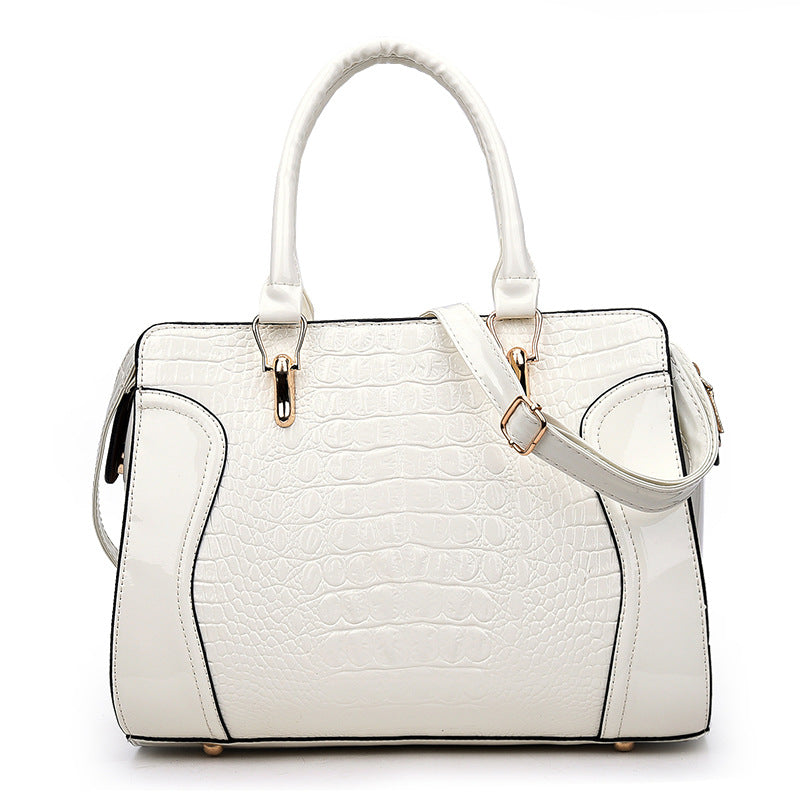 Crocodile Print Smiley One-Shoulder Cross Bag