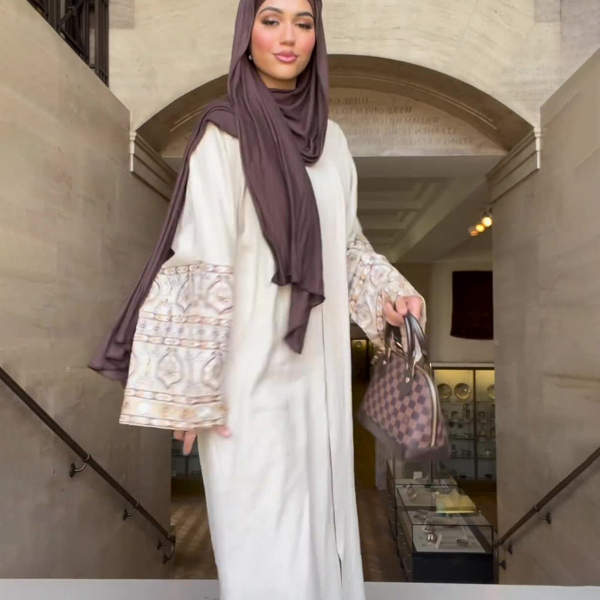 Printed Bohemian Style Puff Sleeve Long Dress