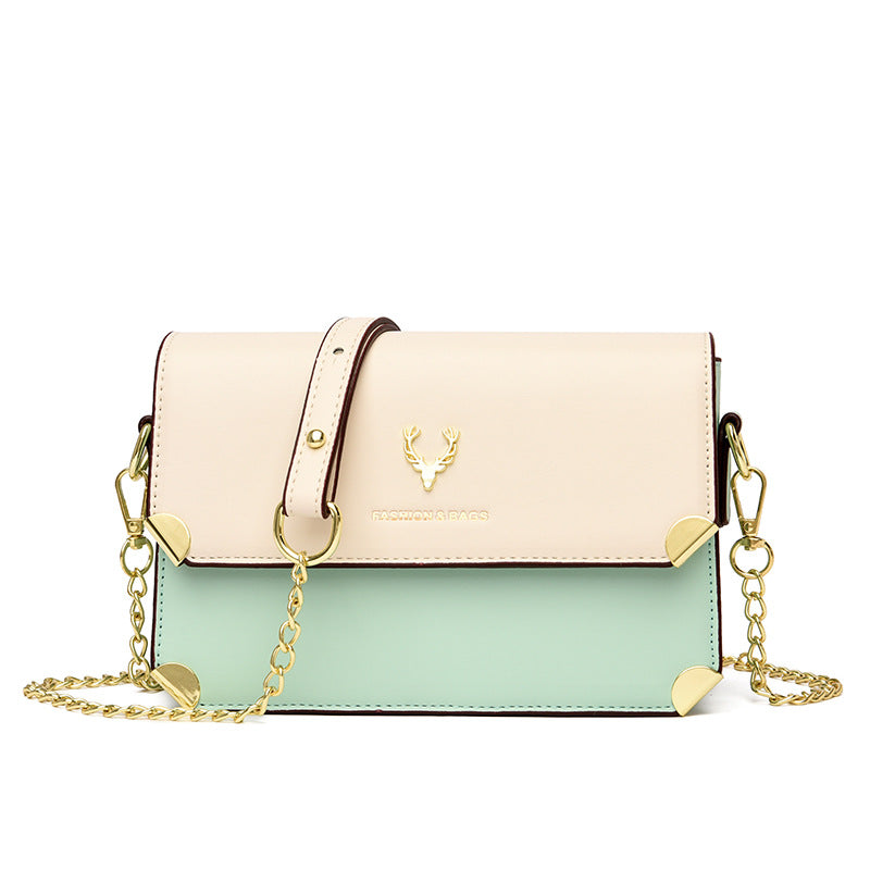 Color Contrast Deer Head Chain Crossbody Bag