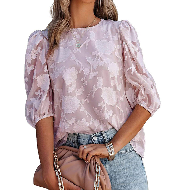 Puff Sleeve Chiffon Loose Top