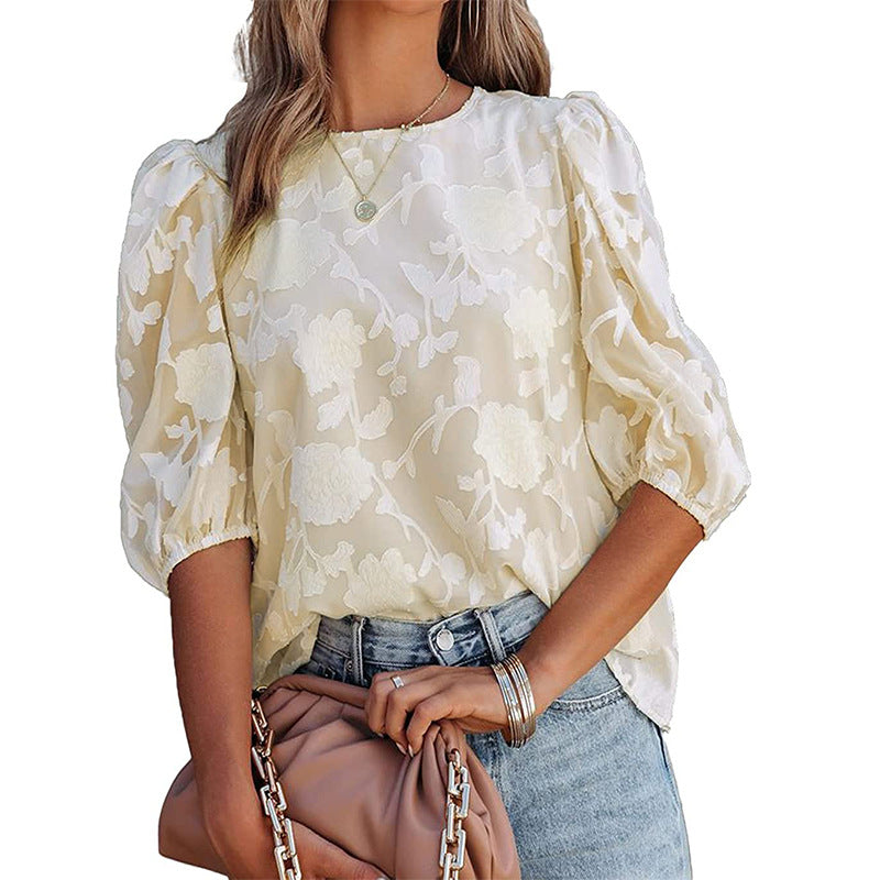Puff Sleeve Chiffon Loose Top