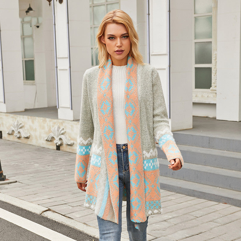 Boho Knit Cardigan Sweater Loose