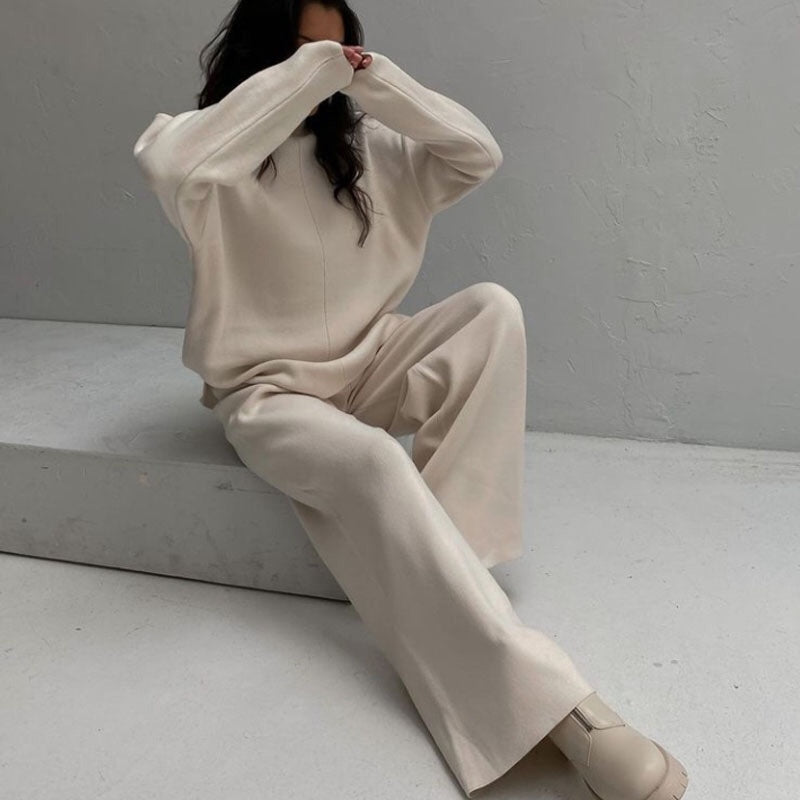 Long Sleeve Loose Casual Sweater Pants Set
