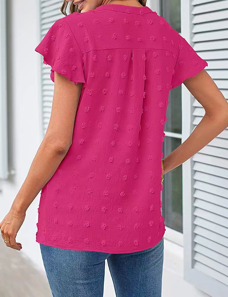 V Neck Ruffle Short Sleevet Top